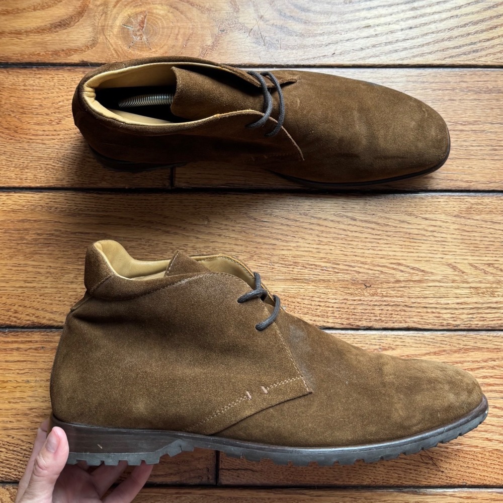 Cole Haan Chukka Boots Men 13 Brown Suede Lace Up Lug Sole Made in Italy 3570